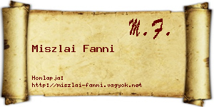Miszlai Fanni névjegykártya
